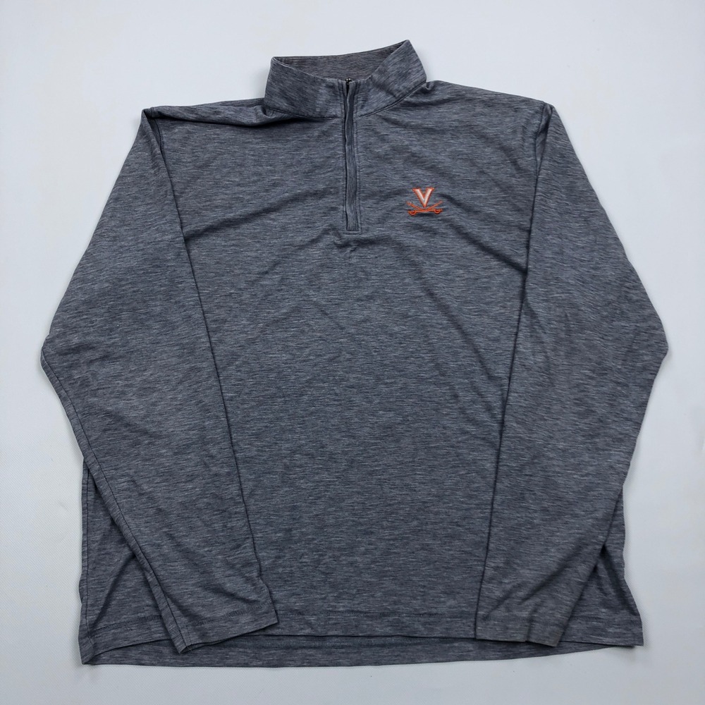 Johnnie-O Mens XL UVA Cavaliers 1/4 Zip Pullover Twilight Gray Performance